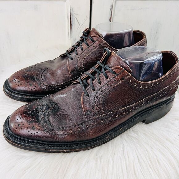 Vintage Silk Label Wonder Arch Shell Cordovan Wingtip Brogue Dress Shoes 8.5D - Picture 1 of 10